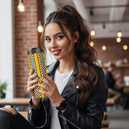 カスタムイエローとブラック レース スポーツ ストライプ タンブラー