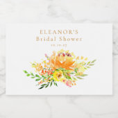 カスタムイエローウォーター色フローラブライダルシャワー スパークリングワインラベル (シングルラベル)