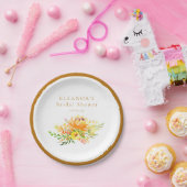 カスタムイエローウォーター色フローラブライダルシャワー ペーパープレート (パーティー)