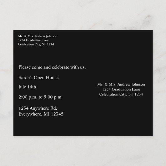 カスタムイエローエレガンスのカラー卒業クラス インビテーションポストカード (裏面)