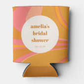 カスタムイエローオレンジピンクマーブルブライダルシャワー 缶クーラー (正面)