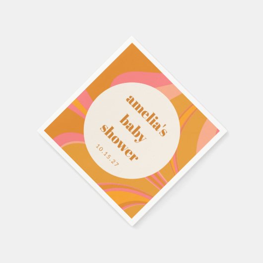 カスタムイエローオレンジピンク大理石ベビーシャワー スタンダードカクテルナプキン (角)