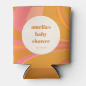 カスタムイエローオレンジピンク大理石ベビーシャワー 缶クーラー (正面)