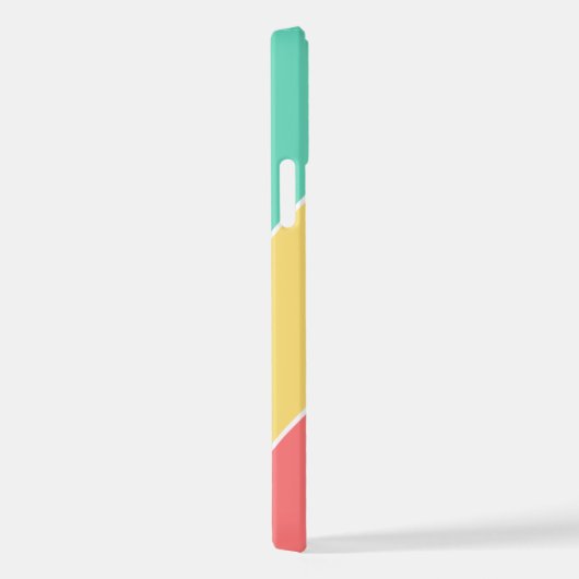 カスタムイエローコーラルダークブルーアクアグリーンストライプズ iPhoneケース (右側面)