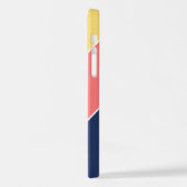 カスタムイエローコーラルダークブルーアクアグリーンストライプズ iPhoneケース (左側面)