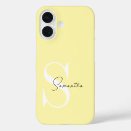 カスタムイエローパステルiPhoneケース モノグラム入り iPhone 16ケース
