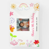 カスタムイエローパープル誕生日バナー 横断幕 (縦)