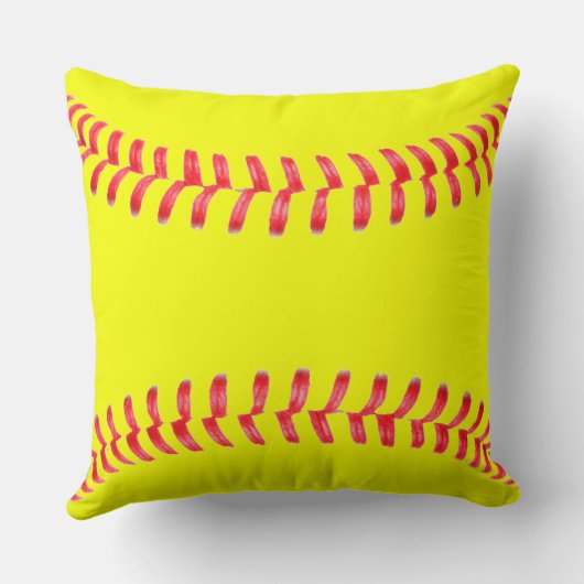 カスタムイエローファストピッチソフトボール装飾用クッション クッション (裏面)