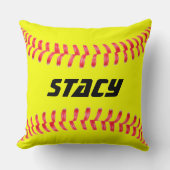 カスタムイエローファストピッチソフトボール装飾用クッション クッション (正面)