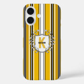 カスタムイエローブラックストライプモノグラム Case-Mate iPhoneケース (裏面)