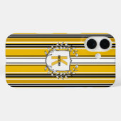 カスタムイエローブラックストライプモノグラム Case-Mate iPhoneケース (裏面 (横))