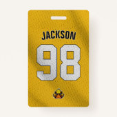 カスタムイエロープレーヤーチームロースターカードスポーツバッジ バッジ (正面)