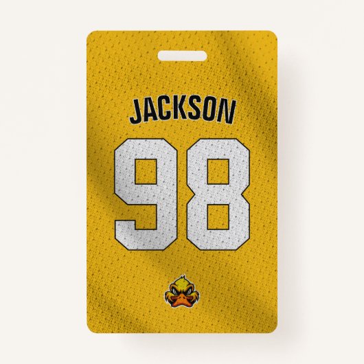 カスタムイエロープレーヤーチームロースターカードスポーツバッジ バッジ (正面)