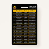 カスタムイエロープレーヤーチームロースターカードスポーツバッジ バッジ (裏面)