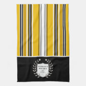 カスタムイエローホワイトブラックストライプ キッチンタオル (縦)