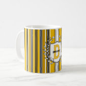 カスタムイエローホワイトブラックストライプ コーヒーマグカップ (正面左)