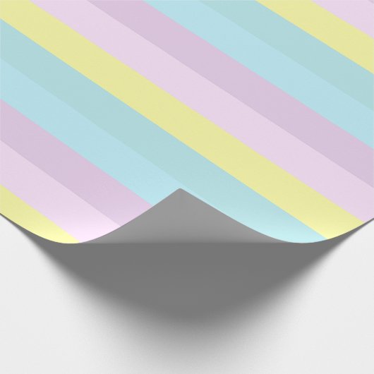 カスタムイエロー ブルー パープル パステルカラー ストライプ ラッピングペーパー (角)