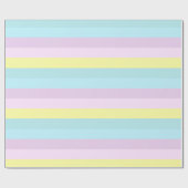 カスタムイエロー ブルー パープル パステル カラー ストライプ ラッピングペーパー (フラット)