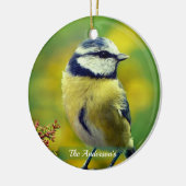カスタムイエロー・ブレスト・ブルーチャット写真 セラミックオーナメント (左)