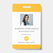 カスタムイエロー 登録看護師 写真付きID バッジ (正面)