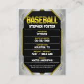 カスタムイエロ野球選手 コーリングカード (裏面)