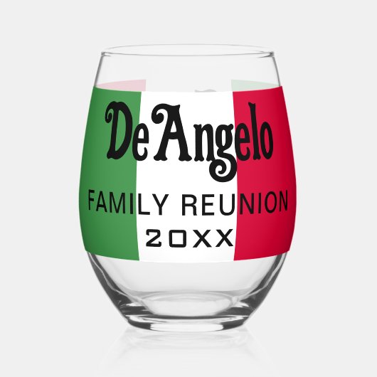 カスタムイタリアン姓フラグの色懇親会 ステムなしワイングラス (裏面)