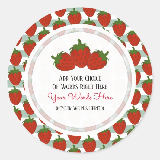 カスタムイチゴクラシック丸ステッカー ラウンドシール (正面)