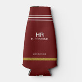 カスタムイニシャルと名前の赤いボトルクール ボトルクーラー (正面)