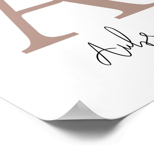 カスタムイニシャルと名前 |モノグラムモダンウォールアート ポスター (角)