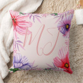 カスタムイニシャルと熱帯花 クッション (ブランケット)