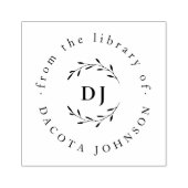 カスタムイニシャルエレガント図書室 ラバースタンプ (インプリント)