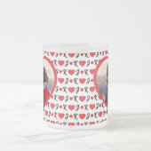 カスタムイニシャルカップル写真名バレンタイン フロストグラスマグカップ (中央)