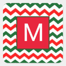 カスタムイニシャルグリーンとレッドのステッカー