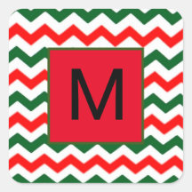 カスタムイニシャルグリーンとレッドステッカー