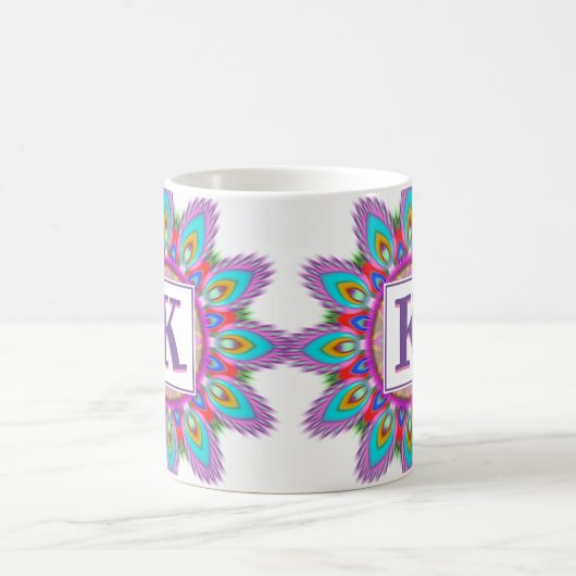 カスタムイニシャルコーヒーマグマンダラ模様 コーヒーマグカップ (中央)