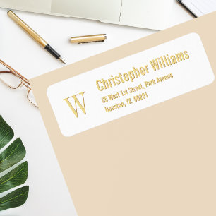 カスタムイニシャルゴールデンモダン差出人住所ラベル ラベル