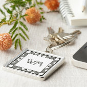 カスタムイニシャルスエレガントクモダンブラックアールデコ キーホルダー (側面)