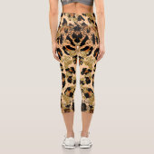 カスタムイニシャルスタイリッシュ金ゴールドレオパードハイ腰 カプリレギンス (裏面)