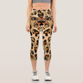 カスタムイニシャルスタイリッシュ金ゴールドレオパードハイ腰 カプリレギンス (正面)