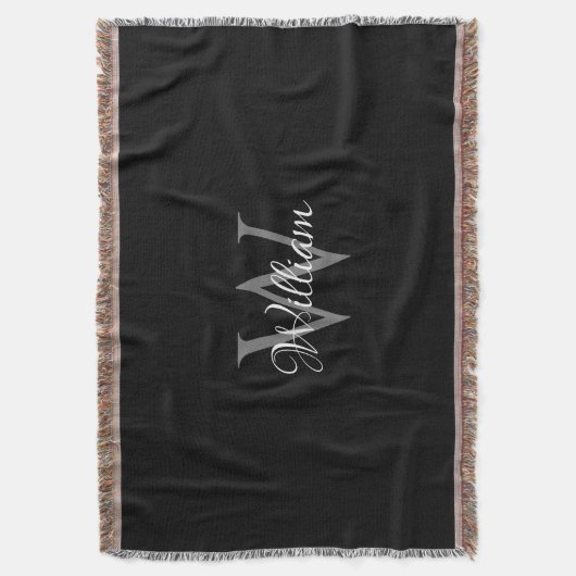 カスタムイニシャルスパーソナライズされたクリプトモノグラム スローブランケット (正面縦)