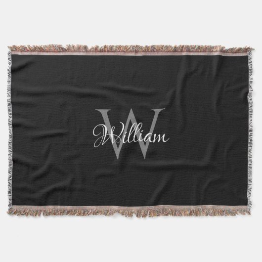 カスタムイニシャルスパーソナライズされたクリプトモノグラム スローブランケット (正面)