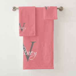 カスタムイニシャルスパーソナライズされたクリプトモノグラム バスタオルセット