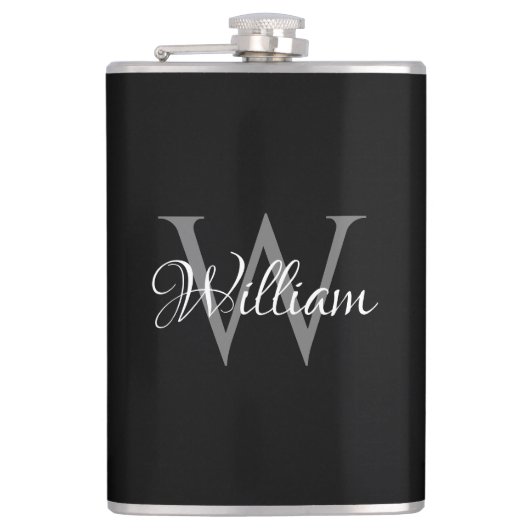 カスタムイニシャルスパーソナライズされたクリプトモノグラム フラスク (正面)