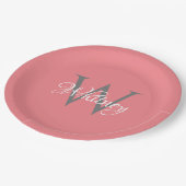 カスタムイニシャルスパーソナライズされたクリプトモノグラム ペーパープレート (アングル)