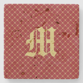 カスタムイニシャルチューダーレッド金ゴールド ストーンコースター
