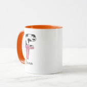 カスタムイニシャルネームマグ | ピンクの牛の文字 F マグカップ (正面左)