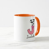 カスタムイニシャルネームマグ | ピンクの牛の文字 J マグカップ (正面右)