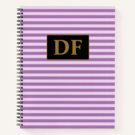 カスタムイニシャルパープルストライプノート ノートブック