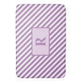 カスタムイニシャルパープルストライプバスマット バスマット (正面縦)