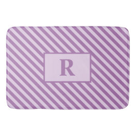 カスタムイニシャルパープルストライプバスマット バスマット